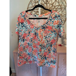 Women's St. John's Bay Floral T-Shirt 2X Pink‎